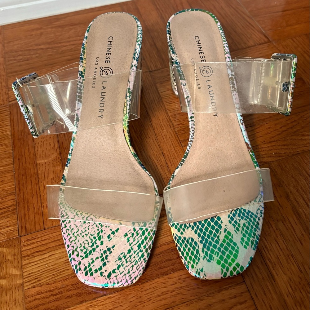 Chinese Laundry Iridescent Snakeskin Heels